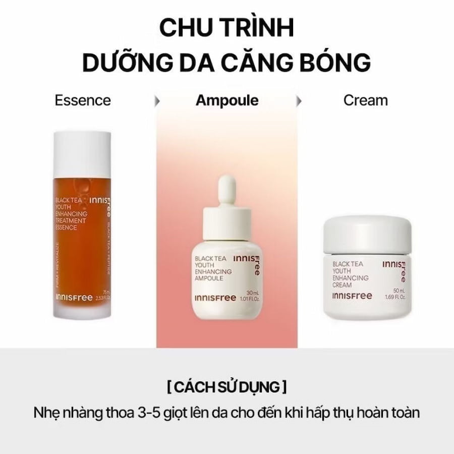 Tinh chất phục hồi da và chống lão hóa trà đen innisfree Black Tea Youth Ampoule 30 mL 