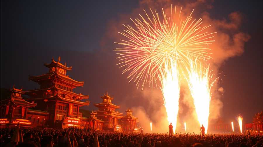 Lễ hội Bun Bang Fai-Chào đón mùa mưa với những quả pháo khổng lồ