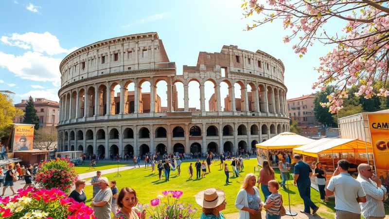 Rome (Ý) Vào xuân, bạn có thể vừa tham quan đấu trường Colosseum, vừa tận hưởng không khí lễ hội ngoài trời