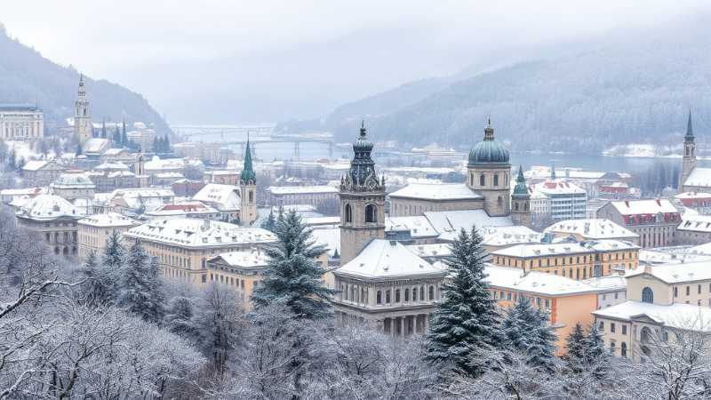 Salzburg (Áo) Thành phố cổ kính, phủ đầy tuyết trắng mùa đông